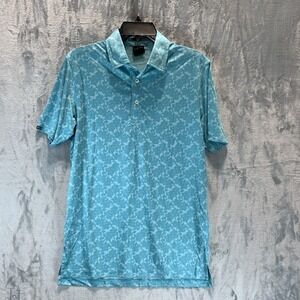 Dunning Golf Men's Polo Shirt S Blue Geometric Print Performance Lightweight